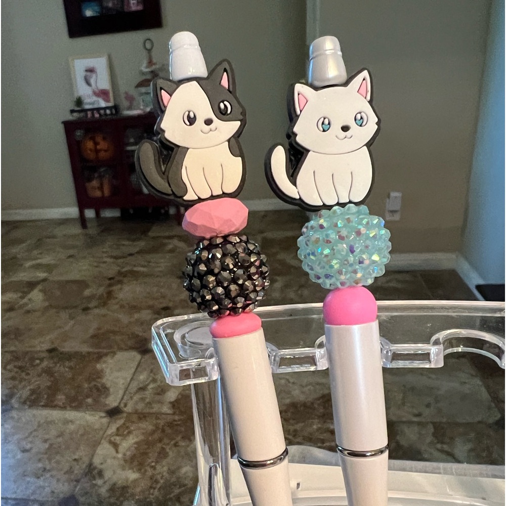 Handbeaded cute kitty pens sold separately